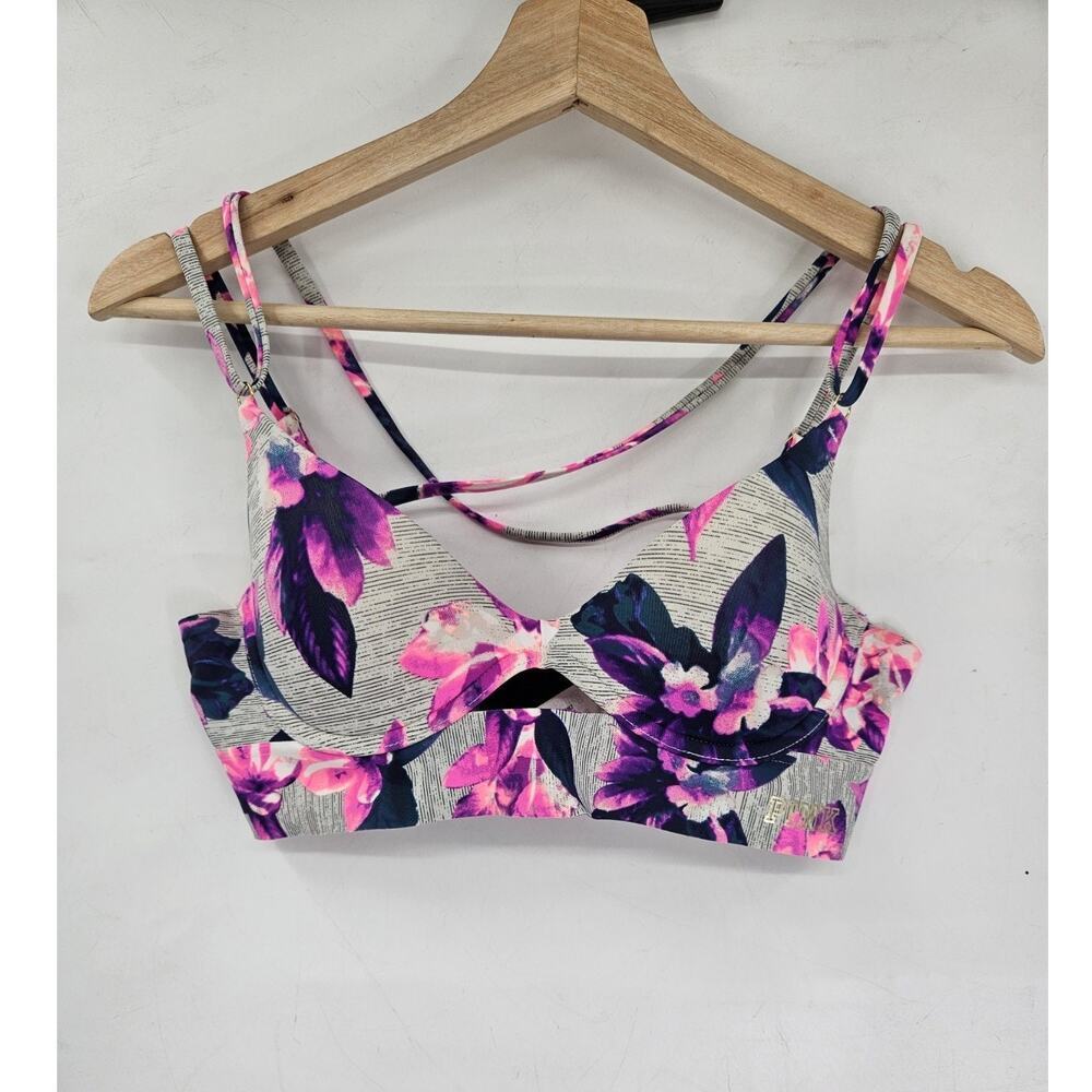 PINK Victorias Secret Bra Bonded Pushup Bralette Pink Floral SZ S Active Wear